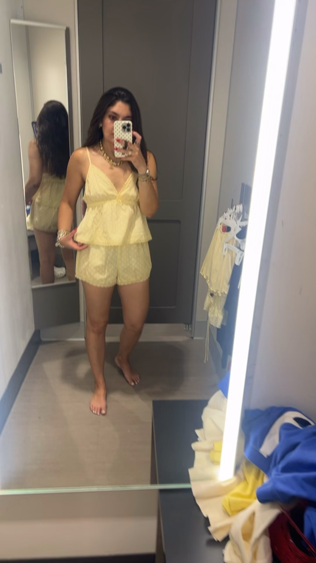 Target butter yellow pajamas. Wearing a small