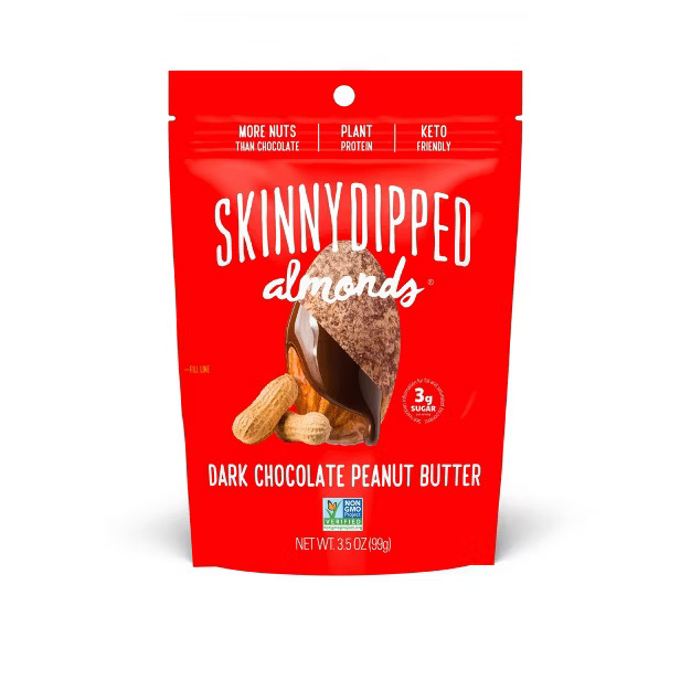 SkinnyDipped Dark Chocolate Peanut Butter Almonds - 3.5oz | Target