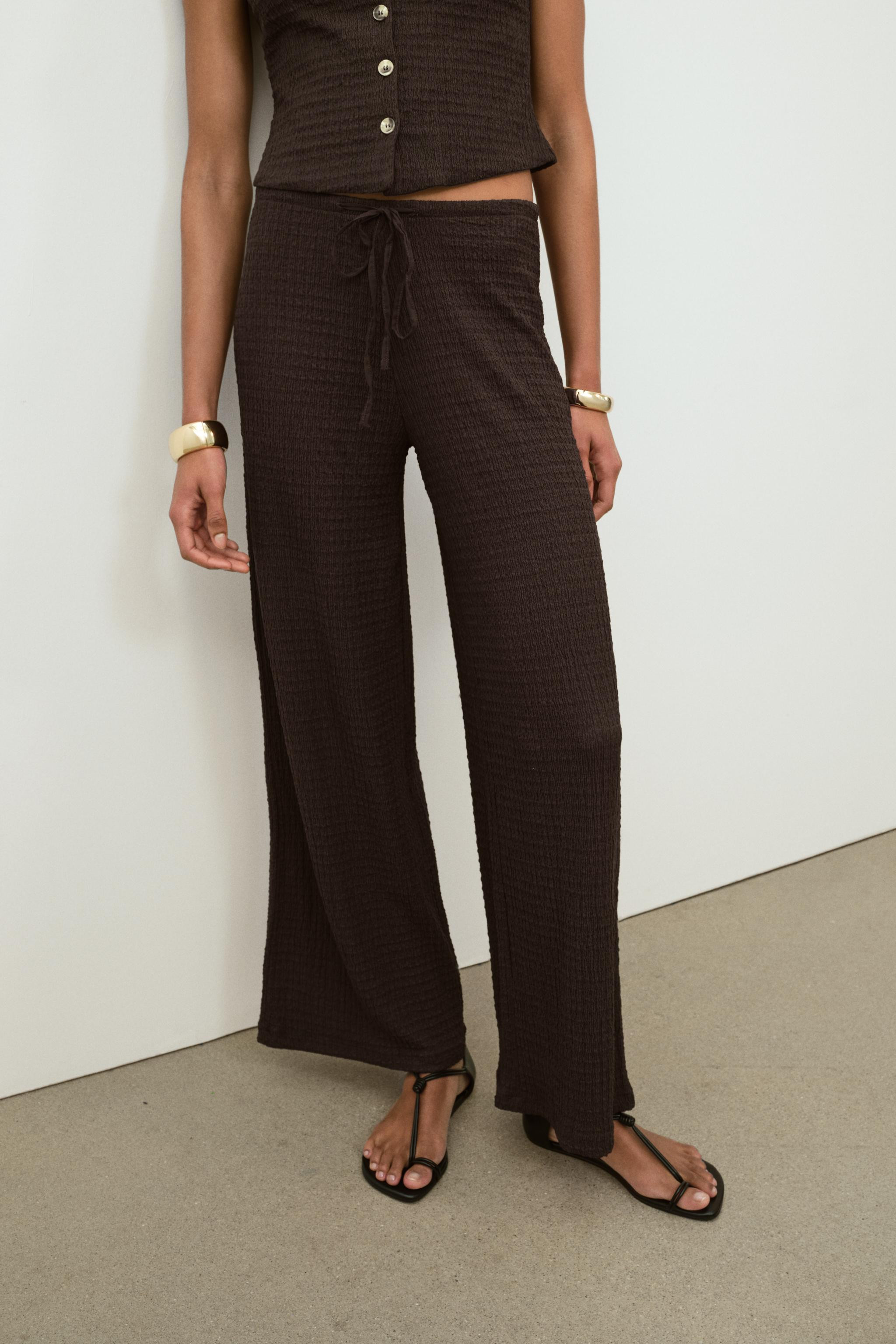 TEXTURED STRAIGHT LEG PANTS | Zara US