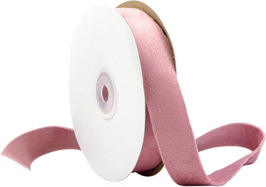 Pink Double Faced Velvet Ribbon 1 Inch, 10 Yards Velvet Craft Ribbons for Christmas Wreath Decoratio | Amazon (US)