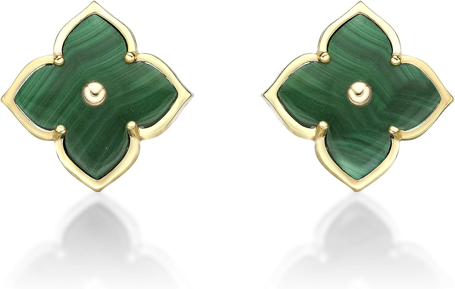 Lavari Jewelers Four Petal Flower Stud Earrings for Women - Black Onyx Mother of Pearl Malachite ... | Amazon (US)