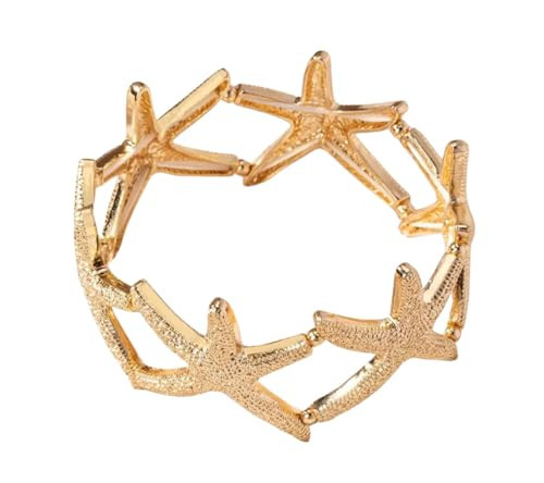 Gold Starfish Cuff Bracelet for Women, Stretchy Vacation and Summer Accessories | Amazon (US)