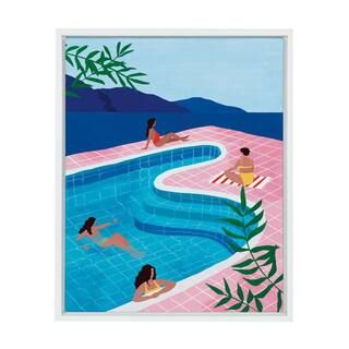 Sylvie "Pool Ladies" by Maja Tomljanovic Framed Canvas Wall Art 18 in. x 24 in. | The Home Depot