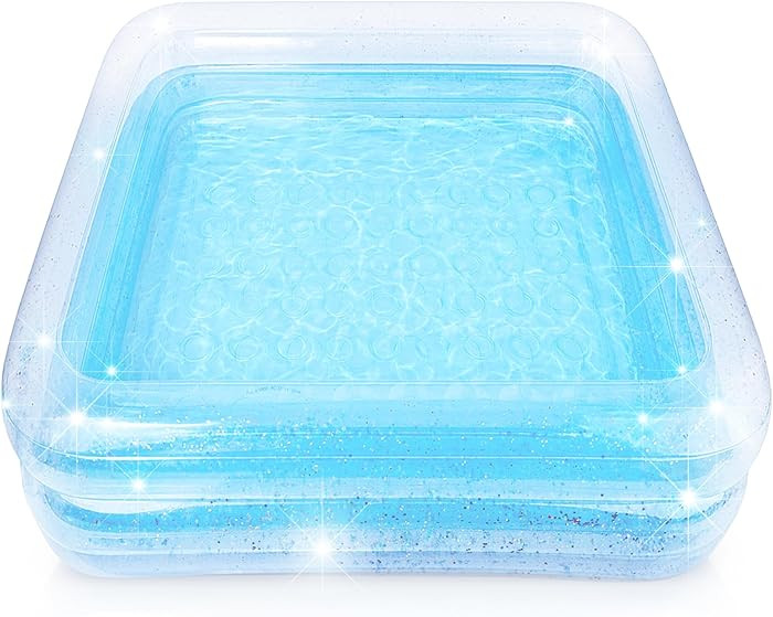ArtCreativity Sparkly Inflatable Kiddie Pool with 3 Levels, Transparent Blow Up Pool for Kids wit... | Amazon (US)