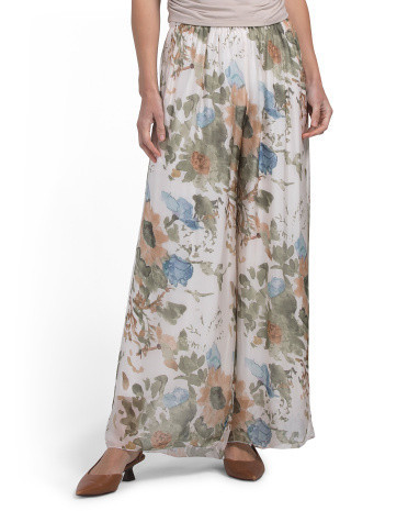 Maxi Floral Wide Leg Pants For Women, Viscose | TJ Maxx