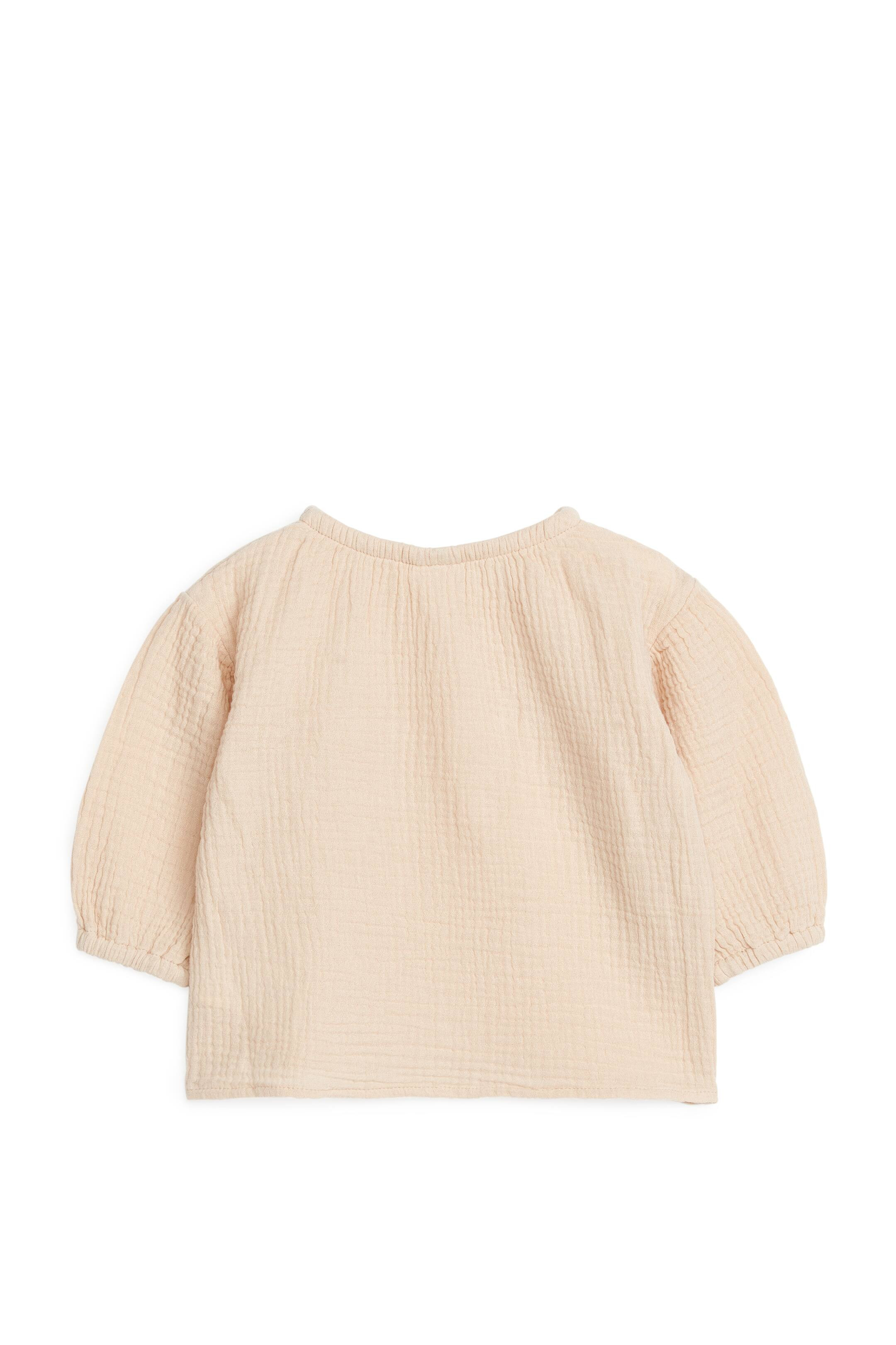 Bauschige Bluse aus Baumwollmusselin - Langarm - Normale Länge - Beige - Kids | H&M AT | H&M (DE, AT, CH, NL, FI)