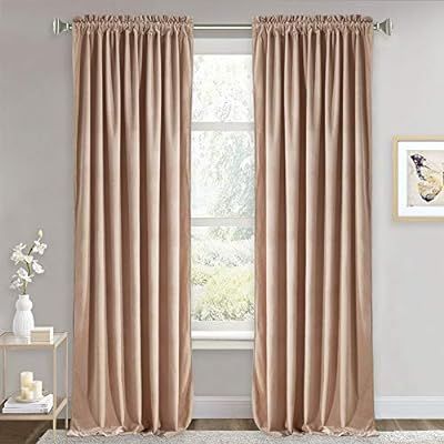 RYB HOME Velvet Curtains for Sliding Glass Door, Velvet Drapes with Dual Rod Pocket Backdrop Home... | Amazon (US)