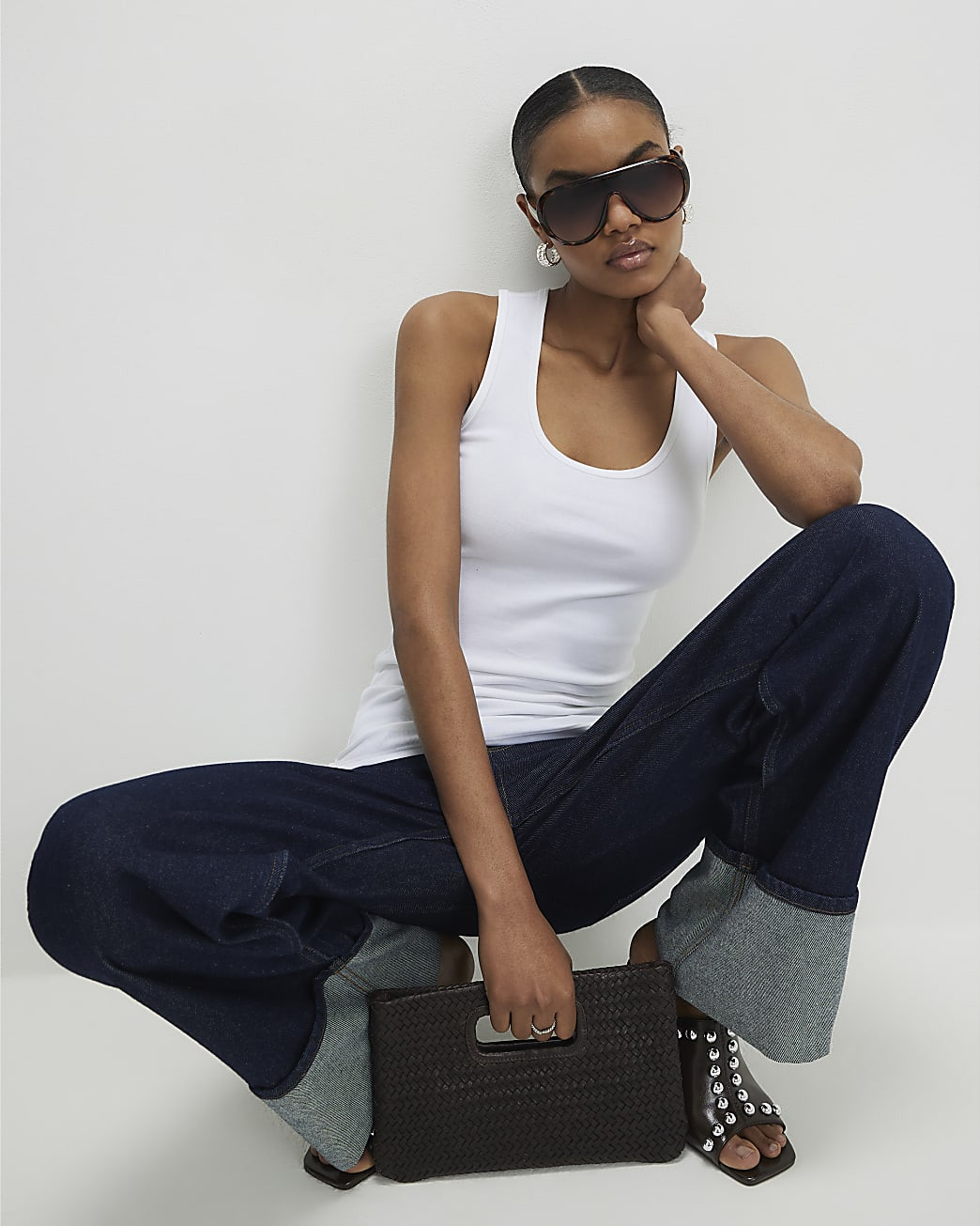 White Sleeveless Scoop Neck Vest | River Island UK & IE