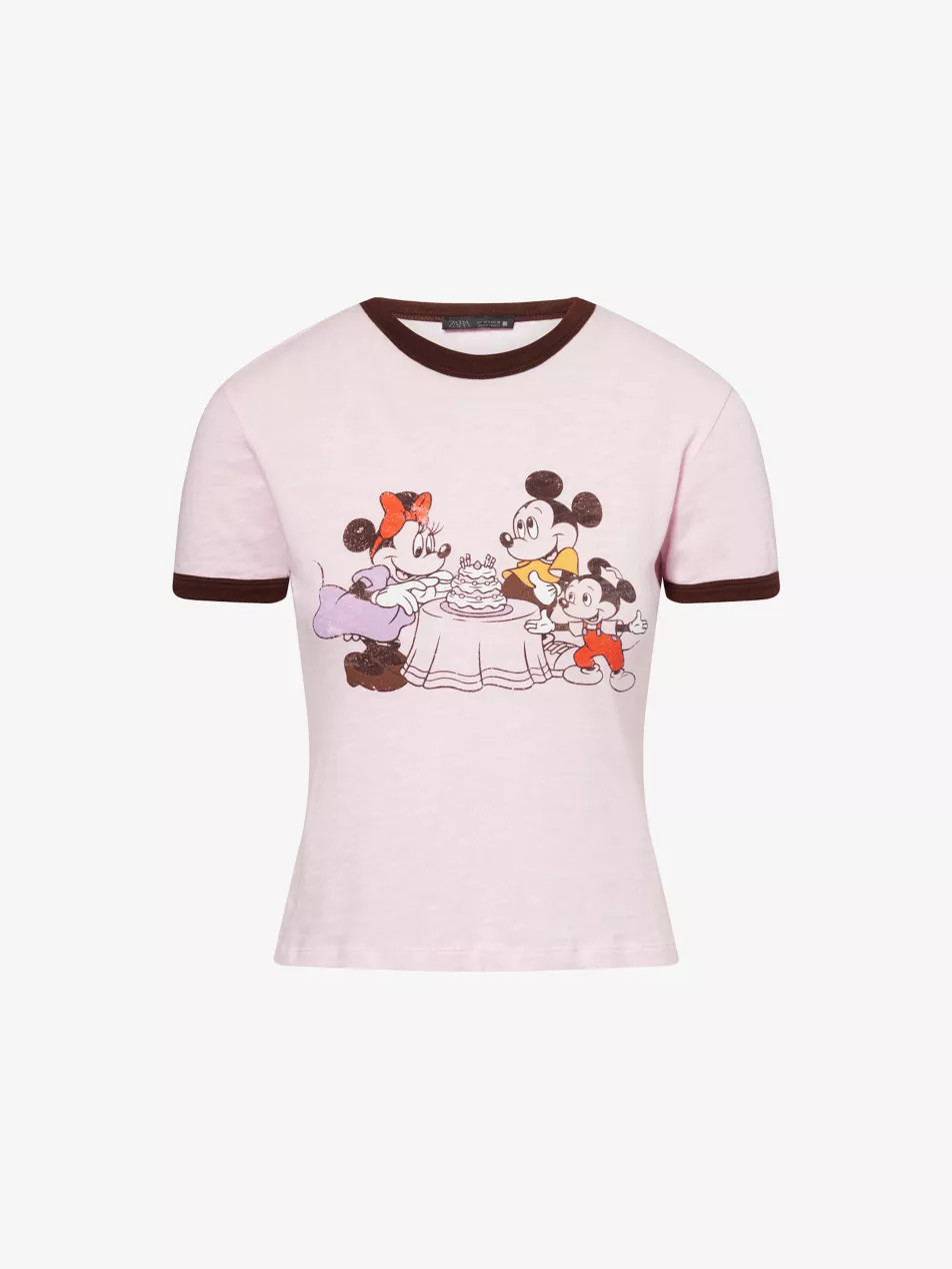 Harry Lambert for Zara x Disney Mickey Family Print Cotton-Jersey T-Shirt | Selfridges
