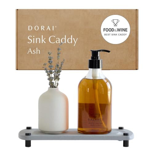 Dorai Home Stone Kitchen Sink Caddy - Diatomaceous Earth Sink Tray with Stainless Steel Feet, Water-Absorbing Countertop Organizer for Kitchen or Bathroom - Ash | Amazon (US)