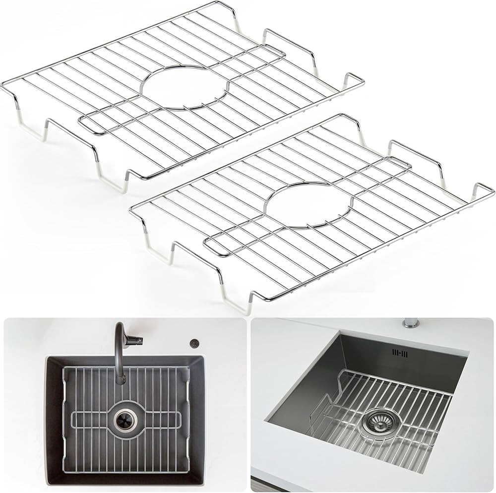 DecorRack Sink Protector for Kitchen Sink, 13" x 11" Metal Dish Drying Rack for Sink, Sink Grate ... | Amazon (US)