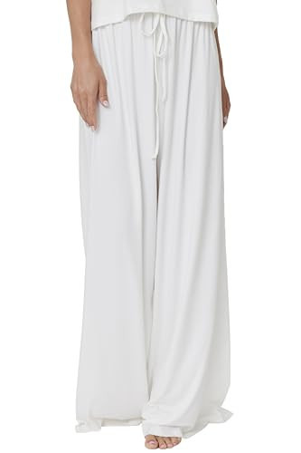 BUMPSUIT Wide Leg Pants Woman, Soft Loose Casual Maternity Pregnancy and Yoga Ladies Drawstring Pants for Ultimate Comfort Ivory | Amazon (US)