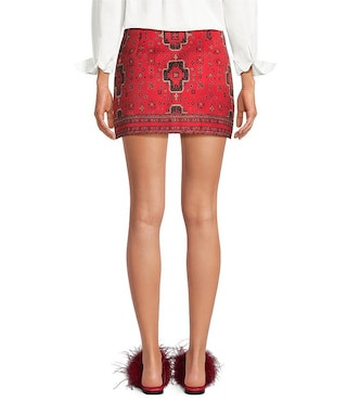 Gianni Bini x Hadley Greene Honor Red Geo Print Satin A-Line Mini Skirt -  8 | Dillard's
