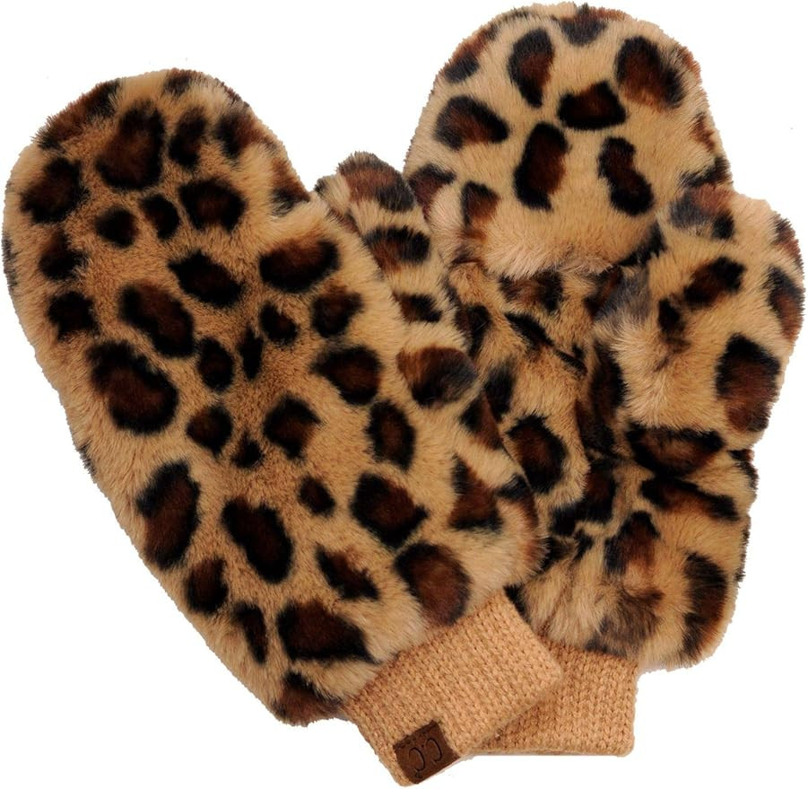 C.C Women's Faux Fur Wrist Length Fingerless Sherpa Lined Convertible Mittens Gloves | Amazon (US)