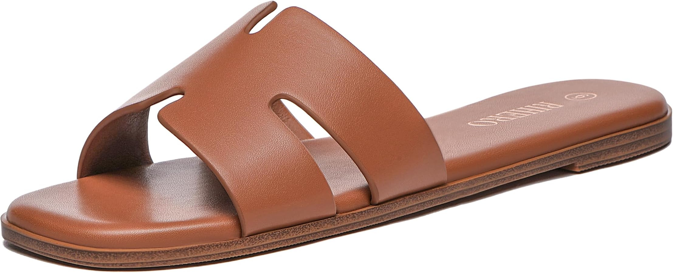 Rihero Women's Dressy Flat Sandals Comfortable Slip On Leather Slide Sandals | Amazon (US)