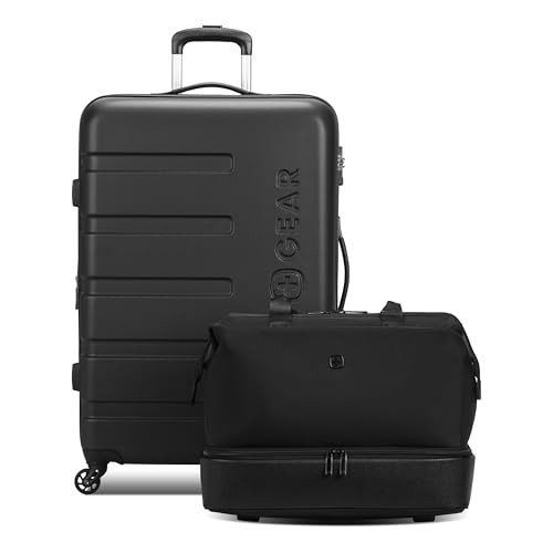 SwissGear 7366 Signature Hardside Expandable Luggage with Spinner Wheels and TSA Lock, Weekender Tote, Black, 2-Piece Set (Weekender/27) | Amazon (US)