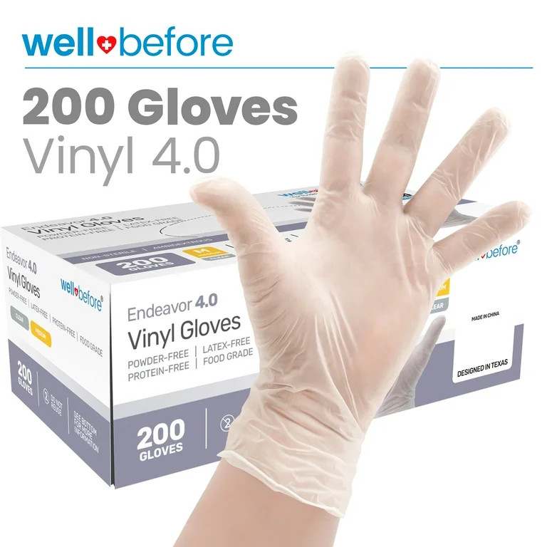 Wellbefore Disposable Synmax 4g Food Grade Vinyl Gloves, Clear, Medium, 200pcs | Walmart (US)