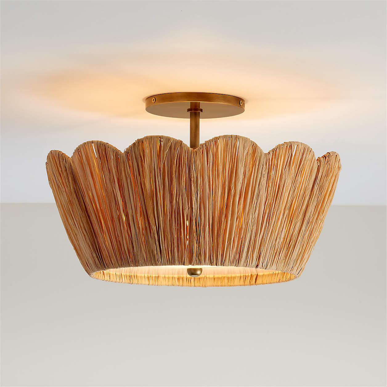 Greta Scalloped Raffia 18" Flush Mount Light + Reviews | Crate & Kids | Crate & Barrel