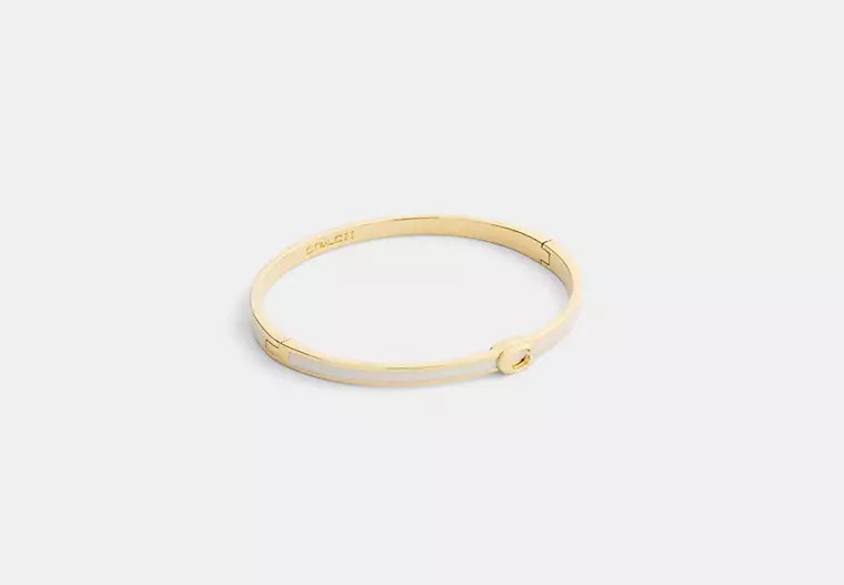 Thin Enamel Signature Hinged Bangle | Jewelry | Coach | COACH® | Coach (US)