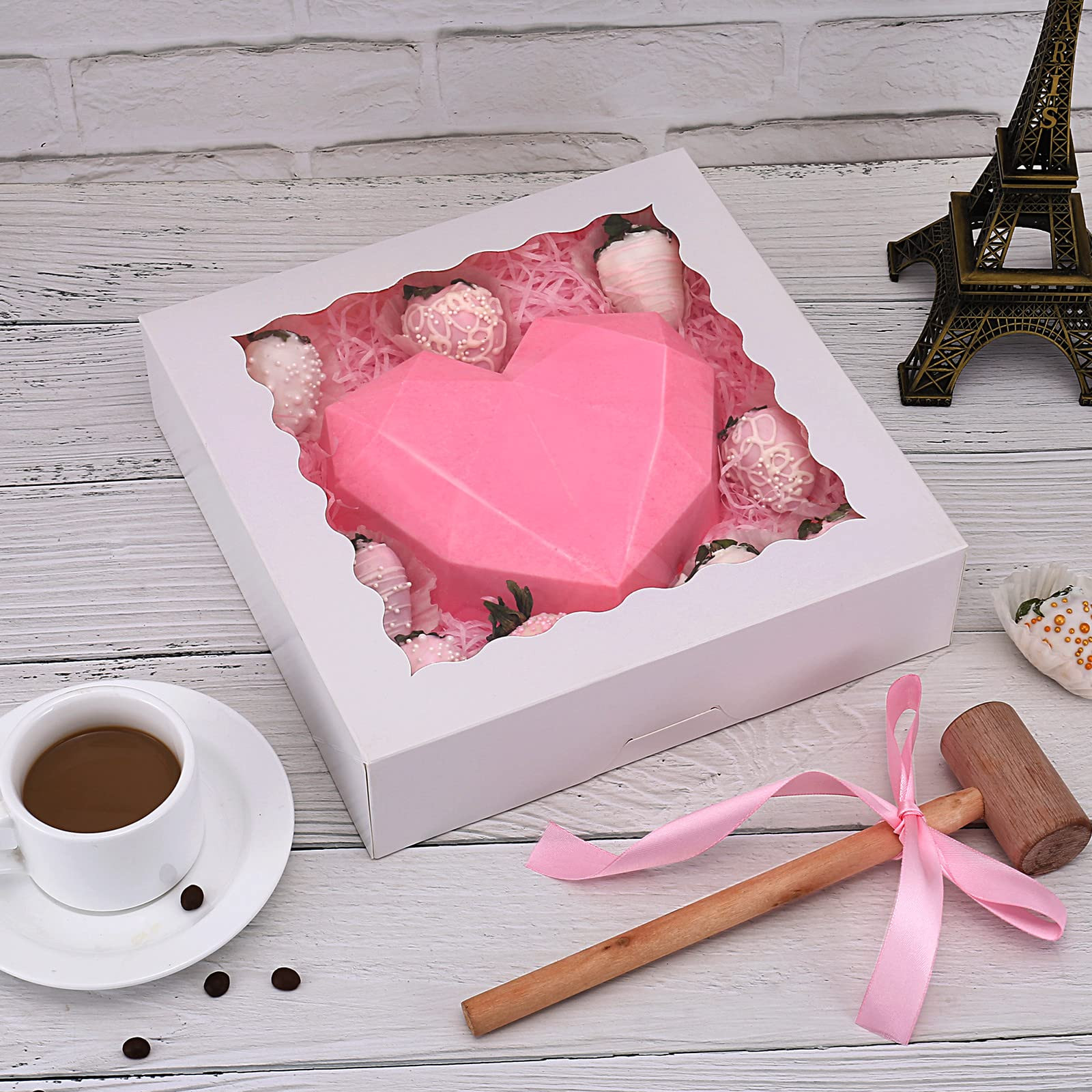 20-Pack Pie Boxes 10" x 10" x 2.5", Cookie Boxes, Bakery Boxes with Window for Muffins, Donuts an... | Amazon (US)