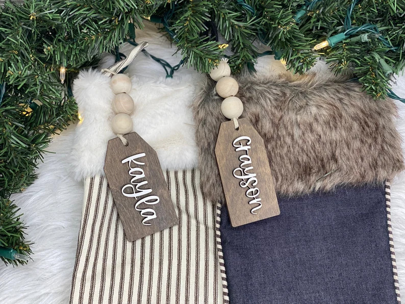 Stocking Name Tags  Customized Wooden Tags  Stocking Tags  | Etsy | Etsy (US)