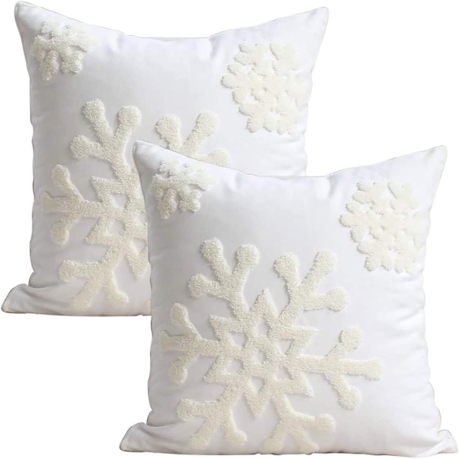 Elife 18x18 Soft Canvas Christmas Winter Snowflake Style Cotton Linen Embroidery Throw Pillows Co... | Amazon (US)