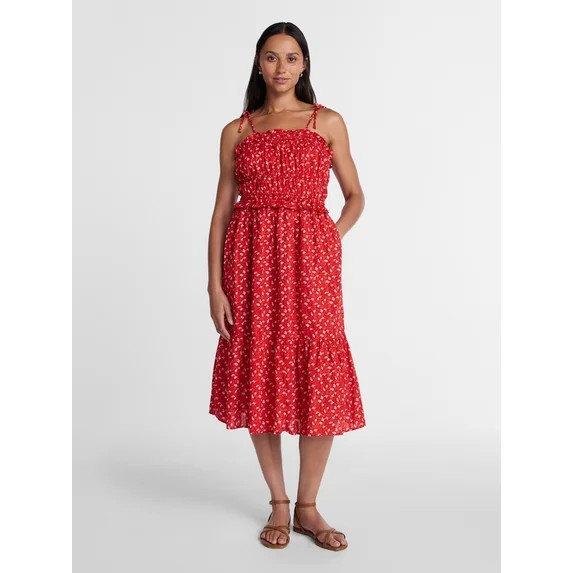 Time and Tru Women's Pipped Midi Dress, Sizes XS - XXXL | Walmart (US)