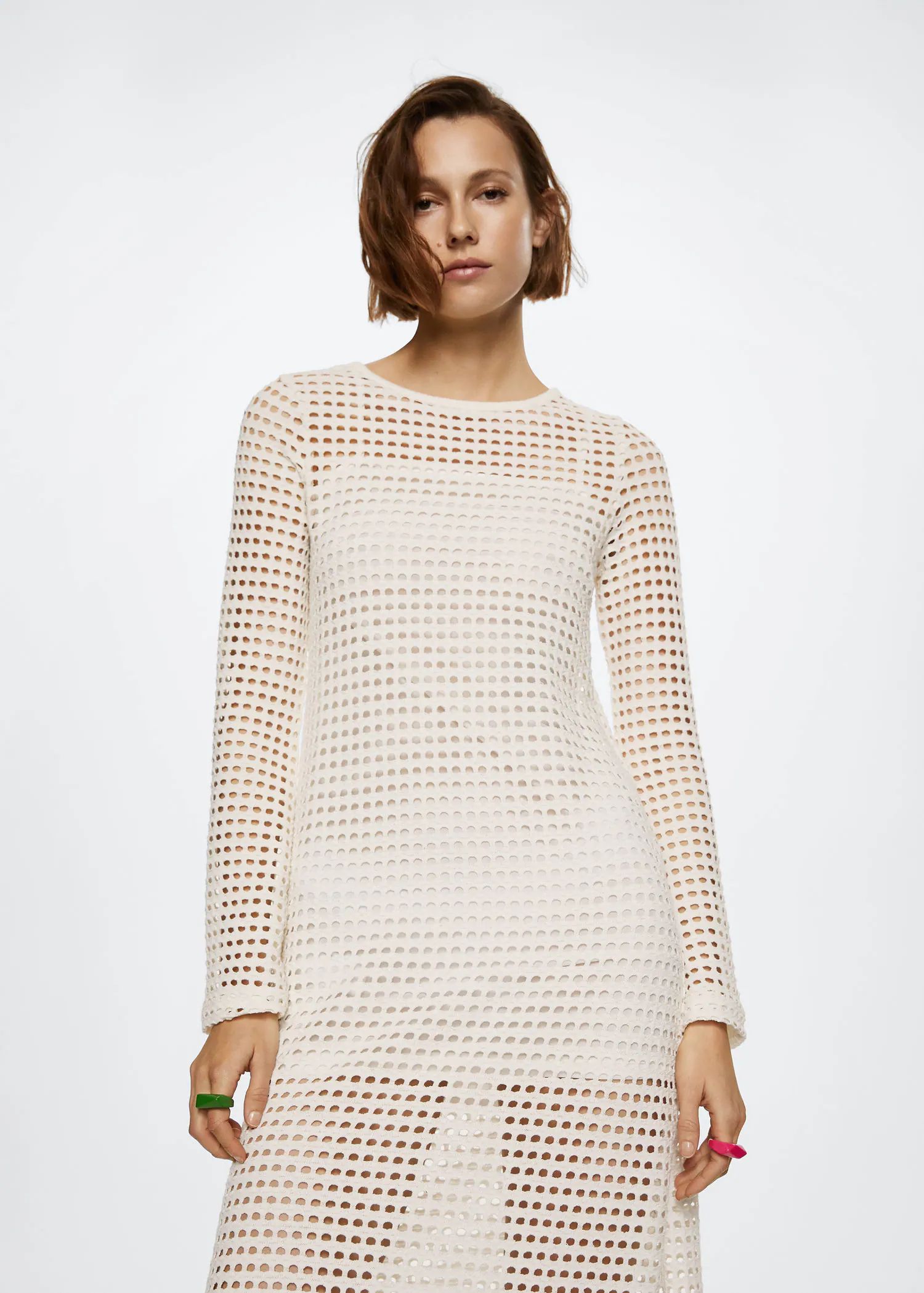 Openwork cotton dress | MANGO (UK)