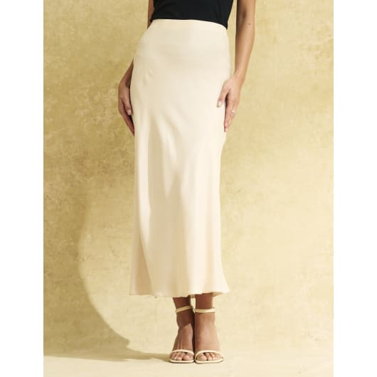 Ivory Satin Slip Mila Midi Skirt | Nobody's Child