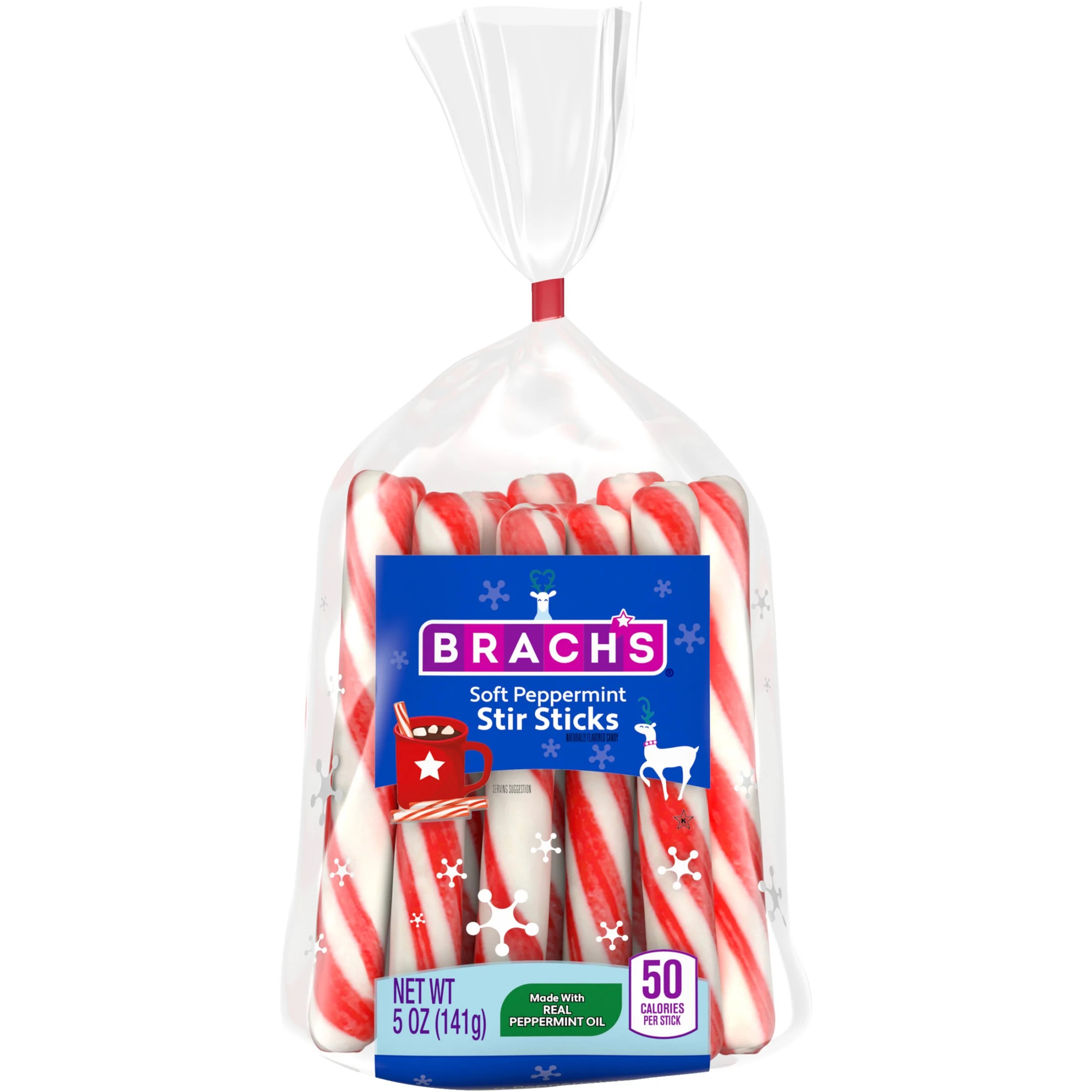 Brach's Holiday Soft Peppermint Stir Sticks Bag, Hot Chocolate Stir Sticks, 5oz | Walmart (US)