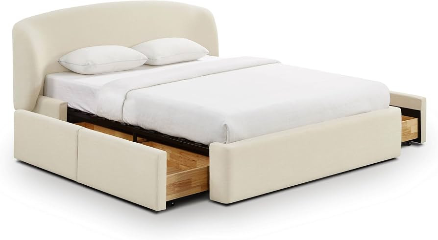 TOV Furniture Corey Cream Upcycled Linen Queen Storage Bed | Amazon (US)