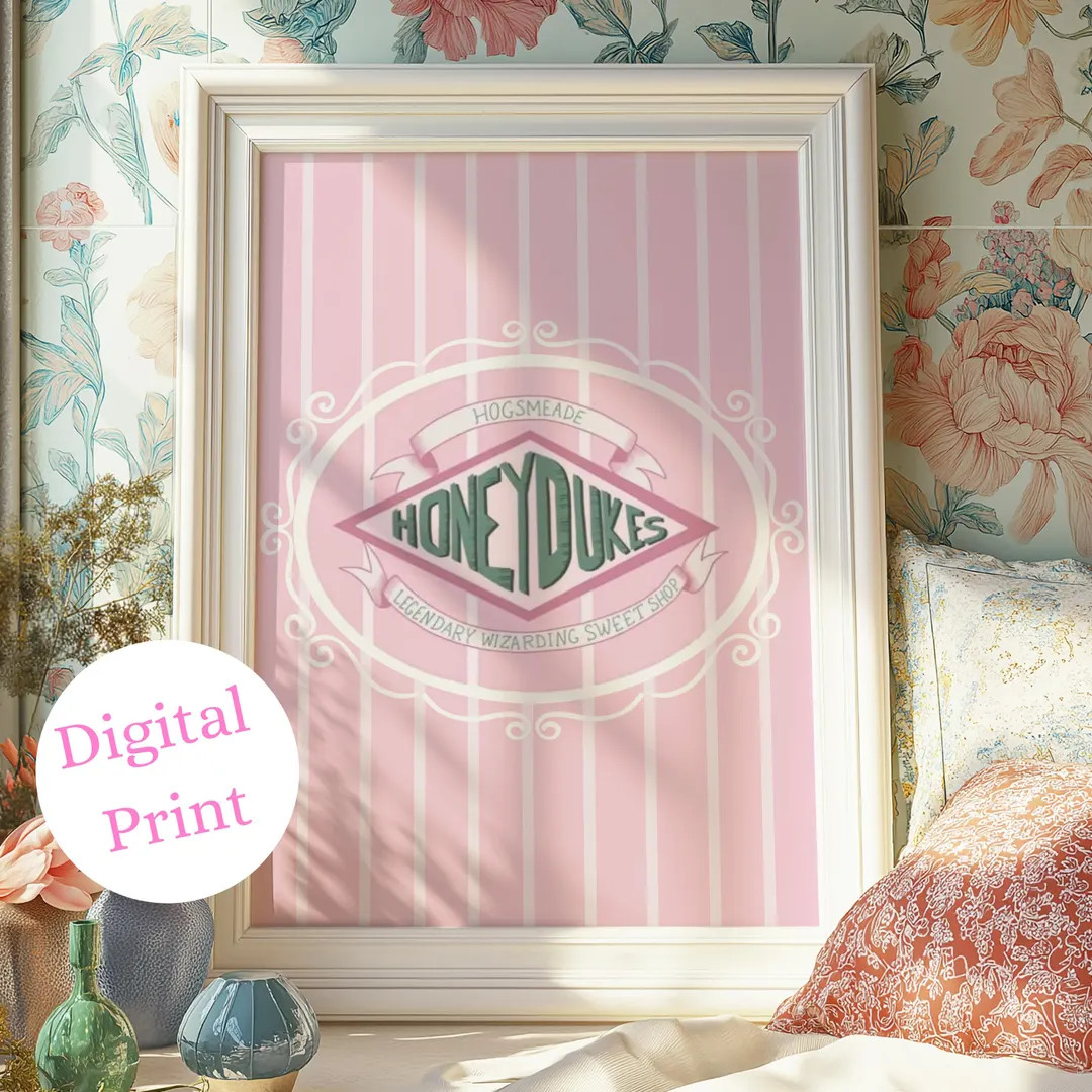 Retro Honeydukes Wizarding Sweet Shop Logo Pink Print | Harry Potter Inspired Art | Wizarding Art... | Etsy (US)