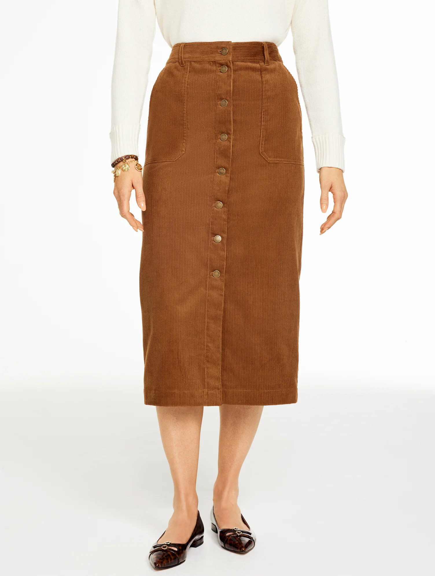Corduroy Midi Skirt - Caramel - 2 Talbots | Talbots