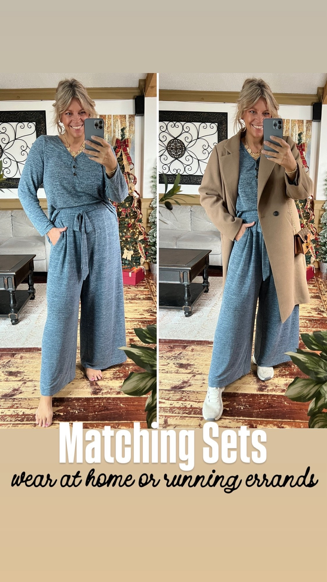 Wearing size 12 in the top and 14/16 in the wide leg pants. Perfect set for lounge or travel. 

#LTKMidsize #LTKmomlife #LTKFindsUnder50