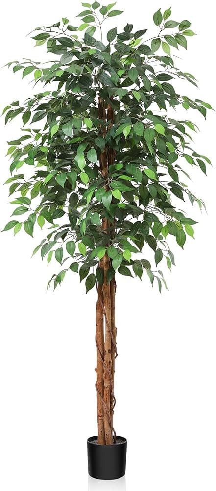 OAKRED 6FT Silk Artificial Ficus Tree with Natural Wood Trunk and Realistic Leaves Large Faux Pla... | Amazon (CA)