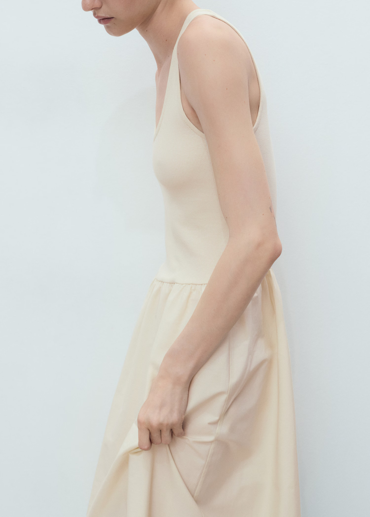 Flared dress in combined fabric - Women | MANGO USA | Mango (US/MX/AU)