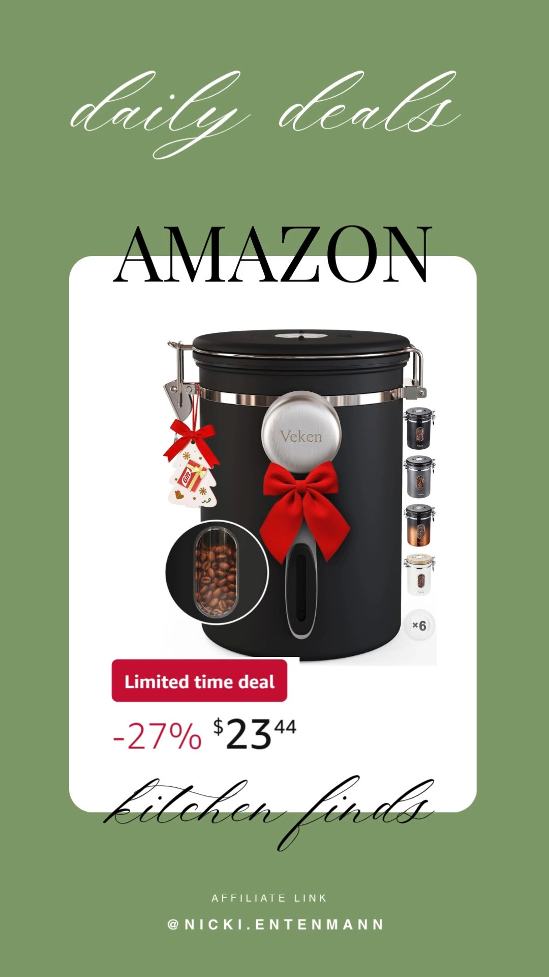 This coffee canister with window brings cheerful freshness and effortless charm to everyday brewing with practical flair. #CoffeeCanister #KitchenStorage #FreshBrew #CoffeeLovers #HomeEssentials #SmartKitchen #CulinaryStyle #DailyBrew #StylishGear #CoffeeTime ☕🫘✨
 

 #LTKGiftGuide #LTKfoodie #LTKHome