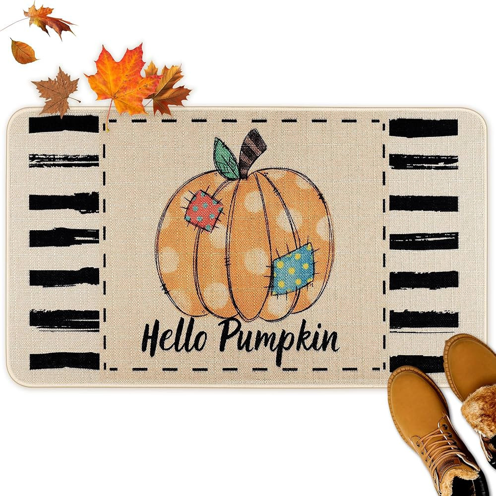 Hello Pumpkin Door Mat, Fall Door Mat 30x17 Inch, Hello Pumpkin Welcome Mat, Pumpkin Outdoor Mat,... | Amazon (US)