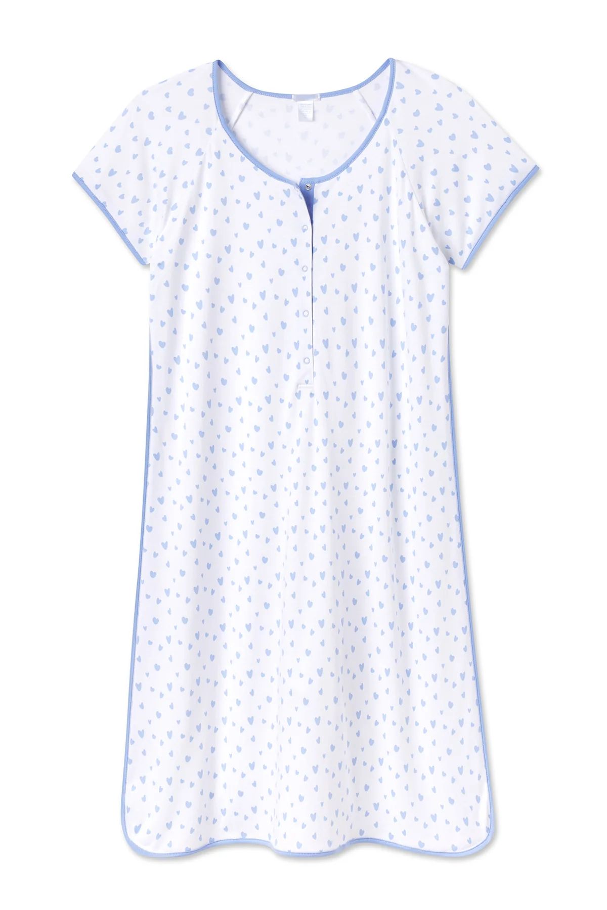 Pima Maternity Nightgown in Hydrangea Mini Heart | Lake Pajamas