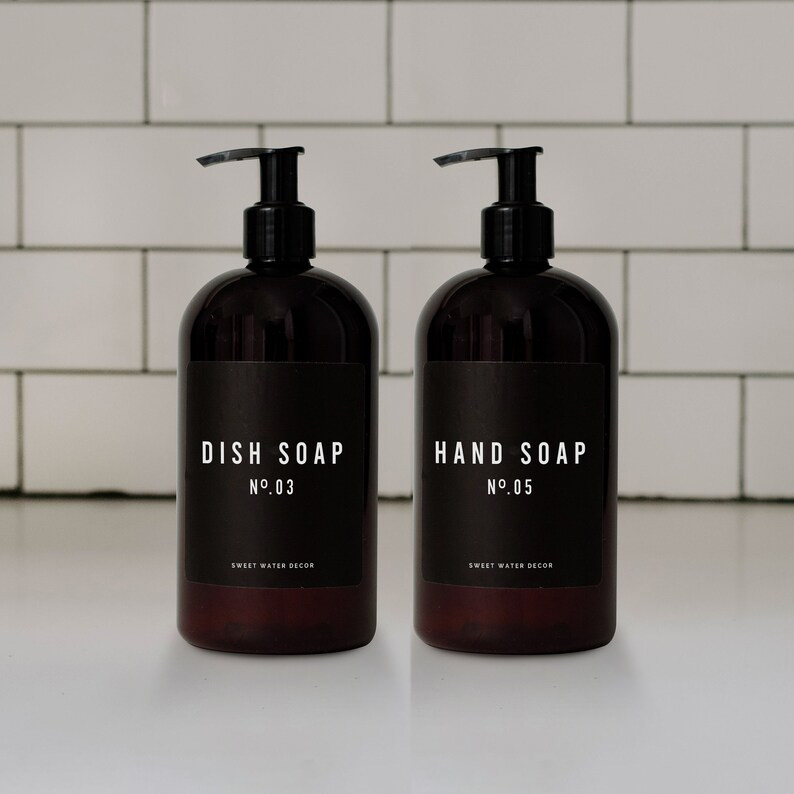Hand Soap and Dish Soap Set of 2 Refillable Plastic Dispensers | Etsy | Etsy (US)