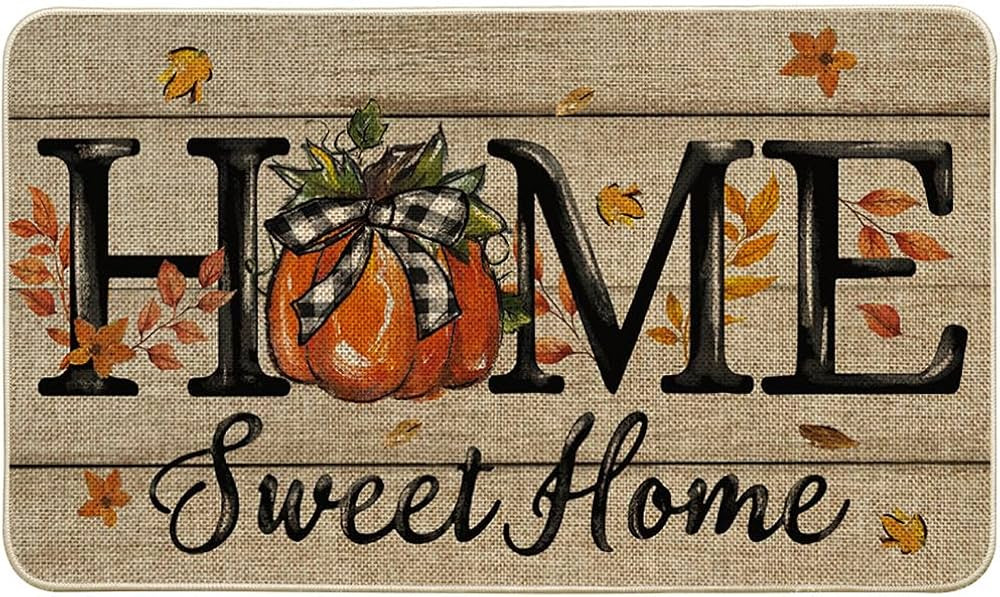 Artoid Mode Home Sweet Home Pumpkin Fall Doormat, Autumn Maple Leaves Home Decor Low-Profile Swit... | Amazon (US)