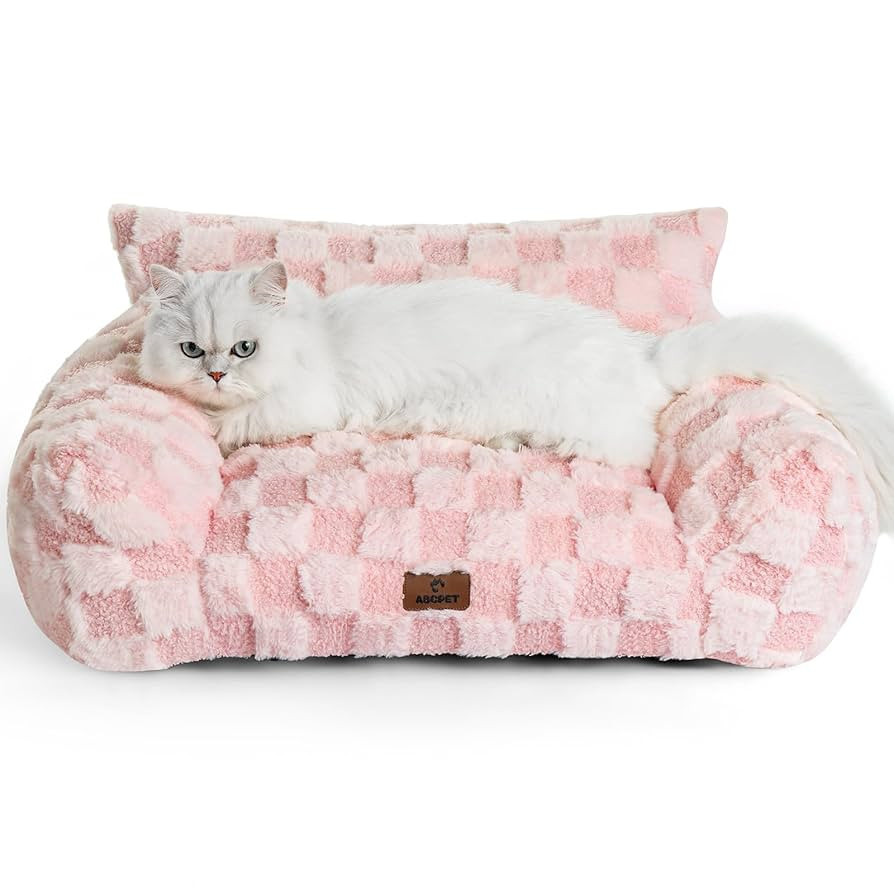 Cat Bed Cats Couch for Puppy and Kitten, Fluffy Pet Couch Small Dog Sofa Bed, Supportive Cat Sofa... | Amazon (US)