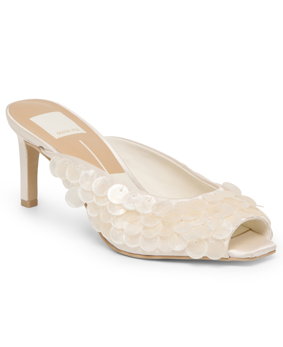 Dolce Vita Women's Samary Confetti Sequin Peep Toe Sandals - Off White Satin | Macy's