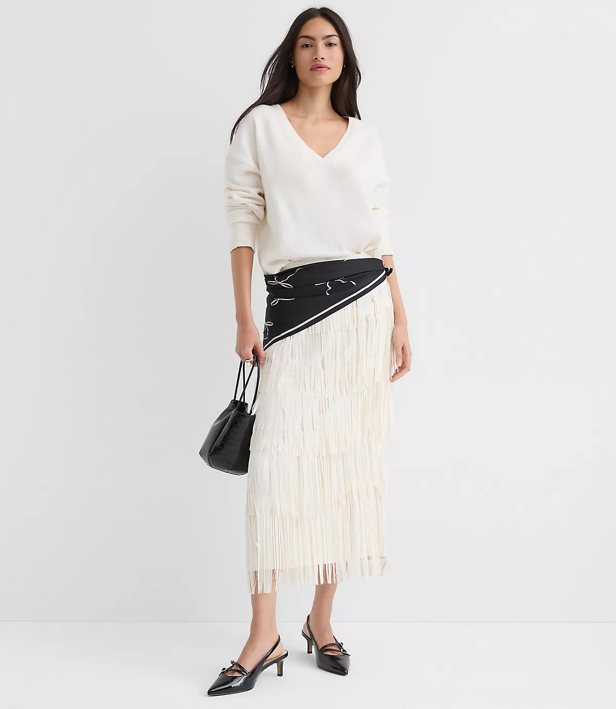 Fringe Midi Skirt | LOFT