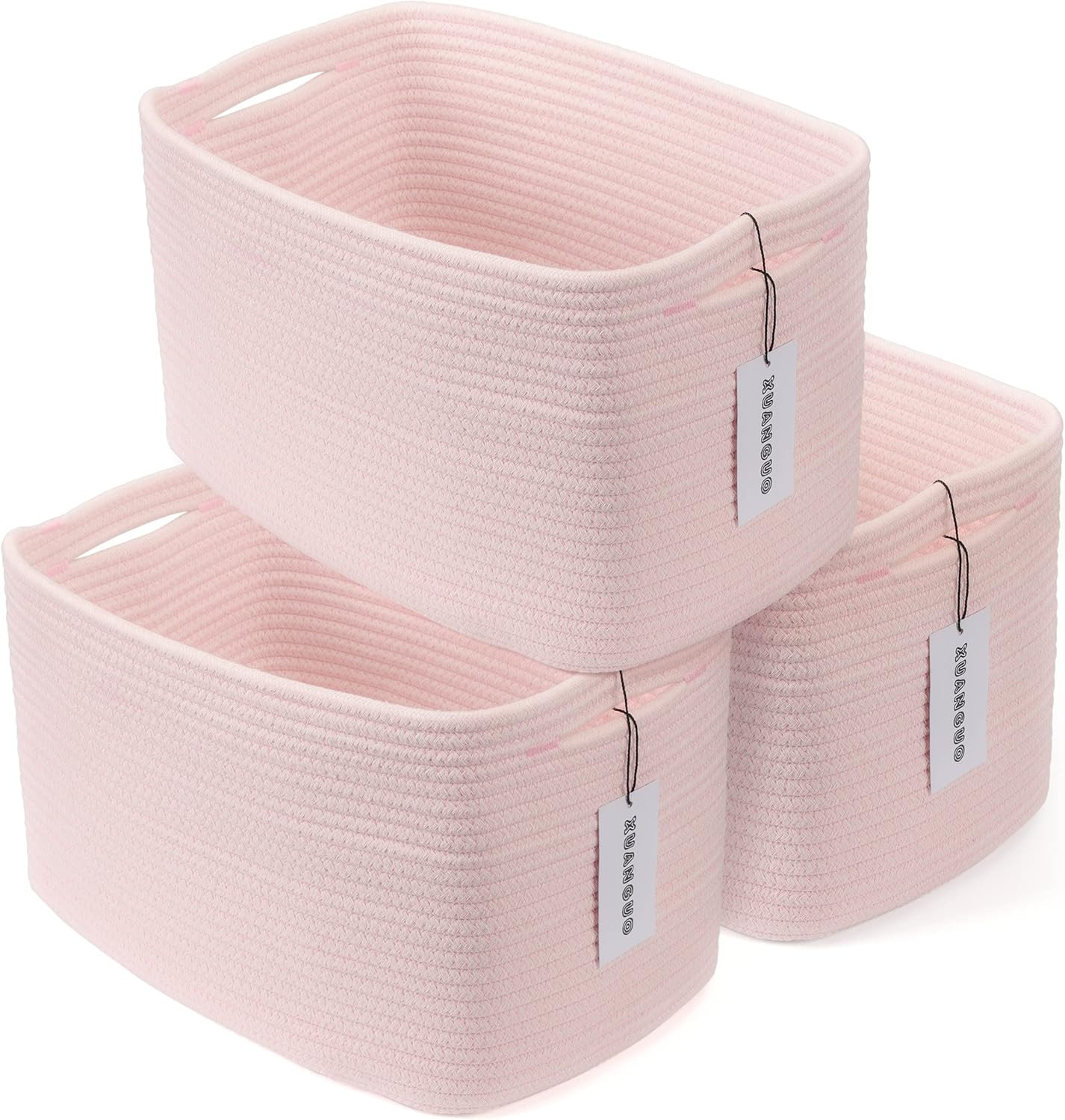 Cotton Rope storage Basket Bins Woven Basket for Organizing Shelves Rectangle Decorative Baskets ... | Amazon (US)