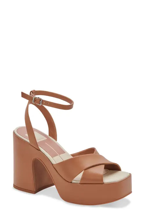 Dolce Vita Wessi Platform Sandal in Caramel Leather at Nordstrom, Size 8.5 | Nordstrom