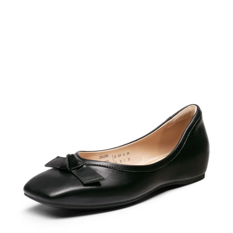 Square Toe Low Wedge Bow Flats | Dream Pairs