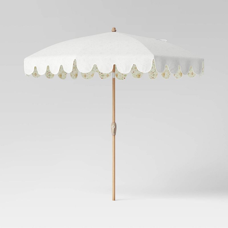 9'x9' Scalloped Outdoor Market Umbrella Ivory - Threshold™ designed with Studio McGee | Target