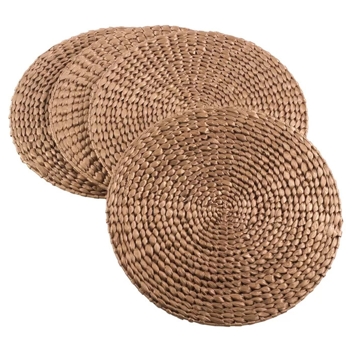 4pk 15" Hyacinth Round Hand Woven Placemat Gold - Saro Lifestyle | Target
