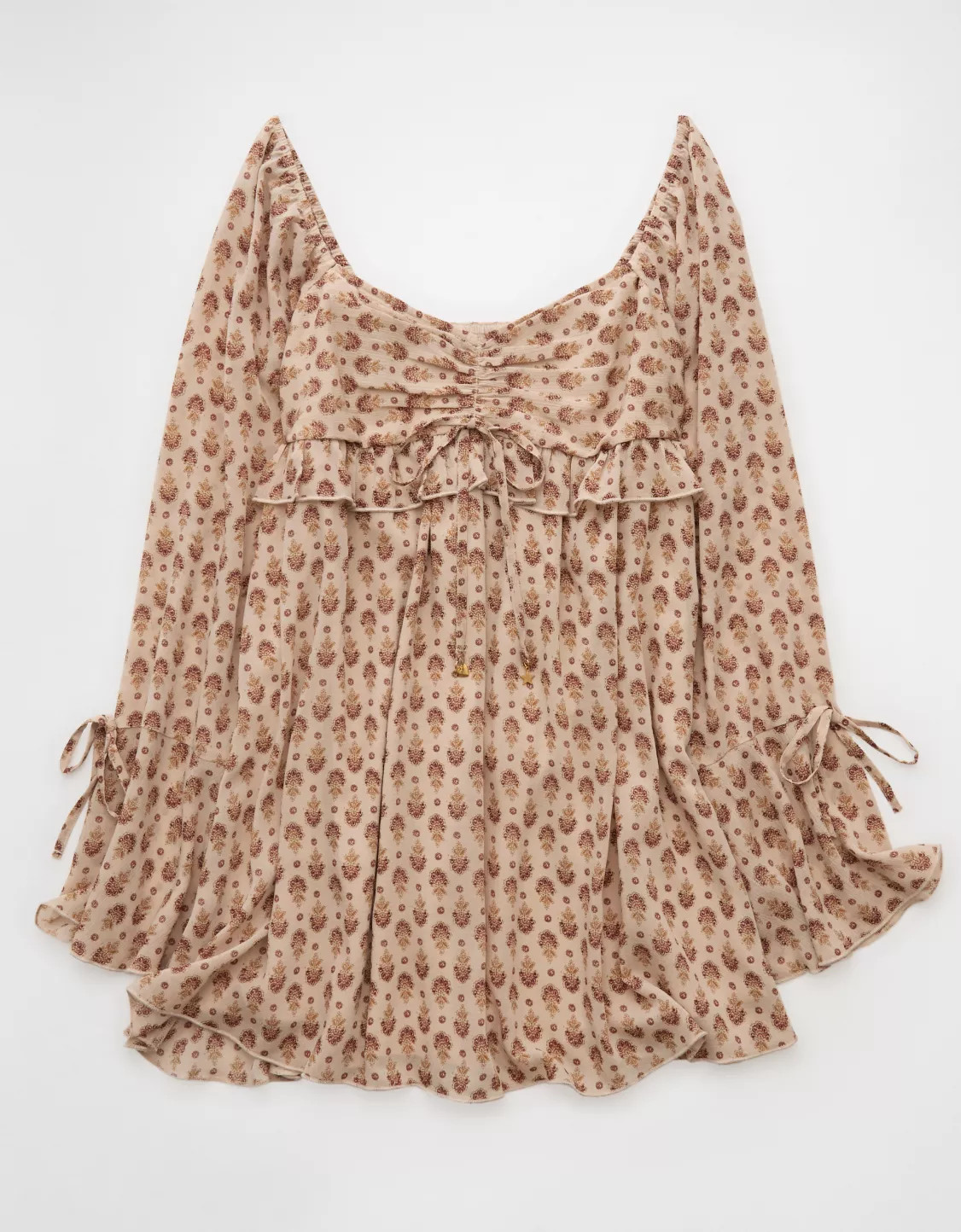 AE Long Sleeve Babydoll Mini Dress | American Eagle Outfitters (US & CA)